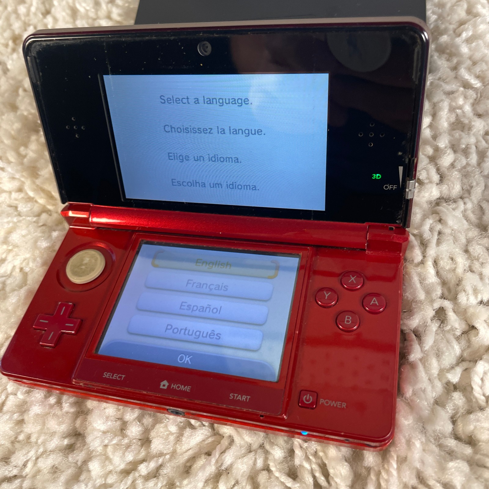 Nintendo 3DS Flame Red Handheld Console System CTR-001 READ