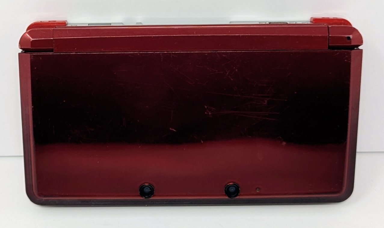 Nintendo 3DS Flame Red Handheld System Bundle w/ Charger – Screen Dent – Tested!