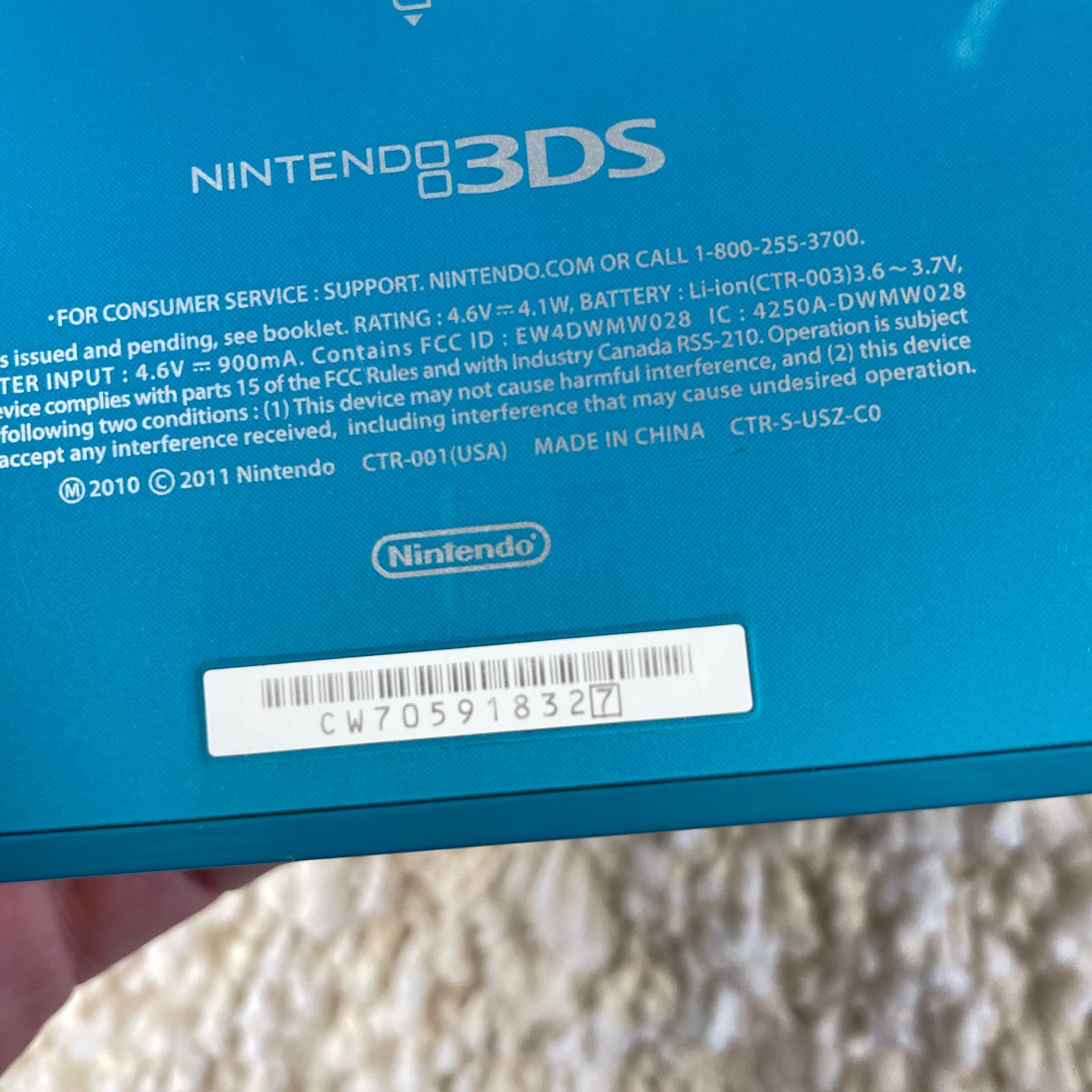 Nintendo 3DS Aqua Blue Handheld Handheld Console System CTR-001 Tested