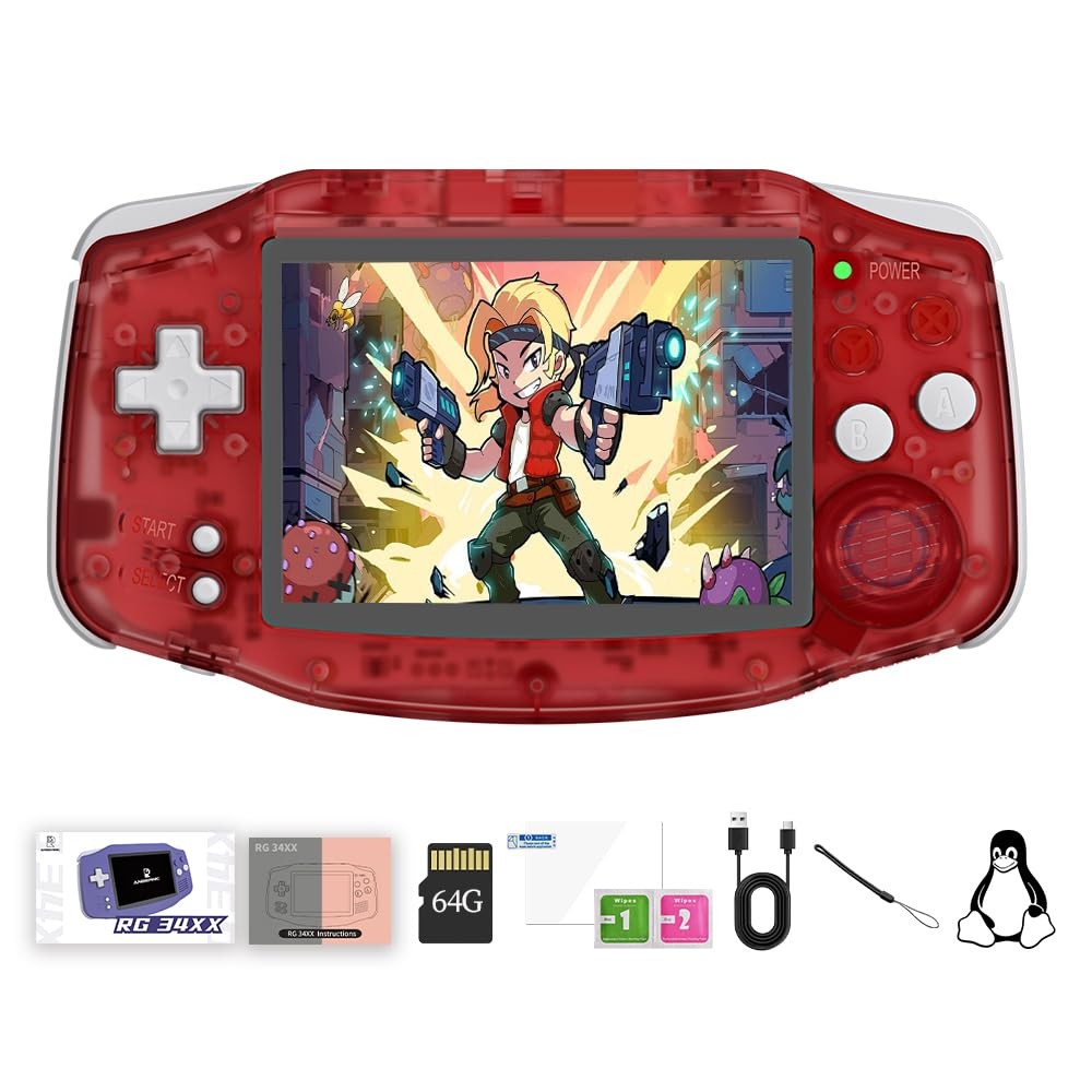 RG 34XX Retro Handheld Game Console Linux 64-bit 3.4 inch IPS Screen 64G Card…