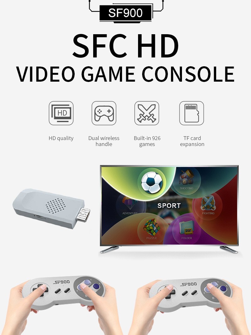 Game Console Retro Sf900 Video Wireless Games Stick Hd 2.4 5000