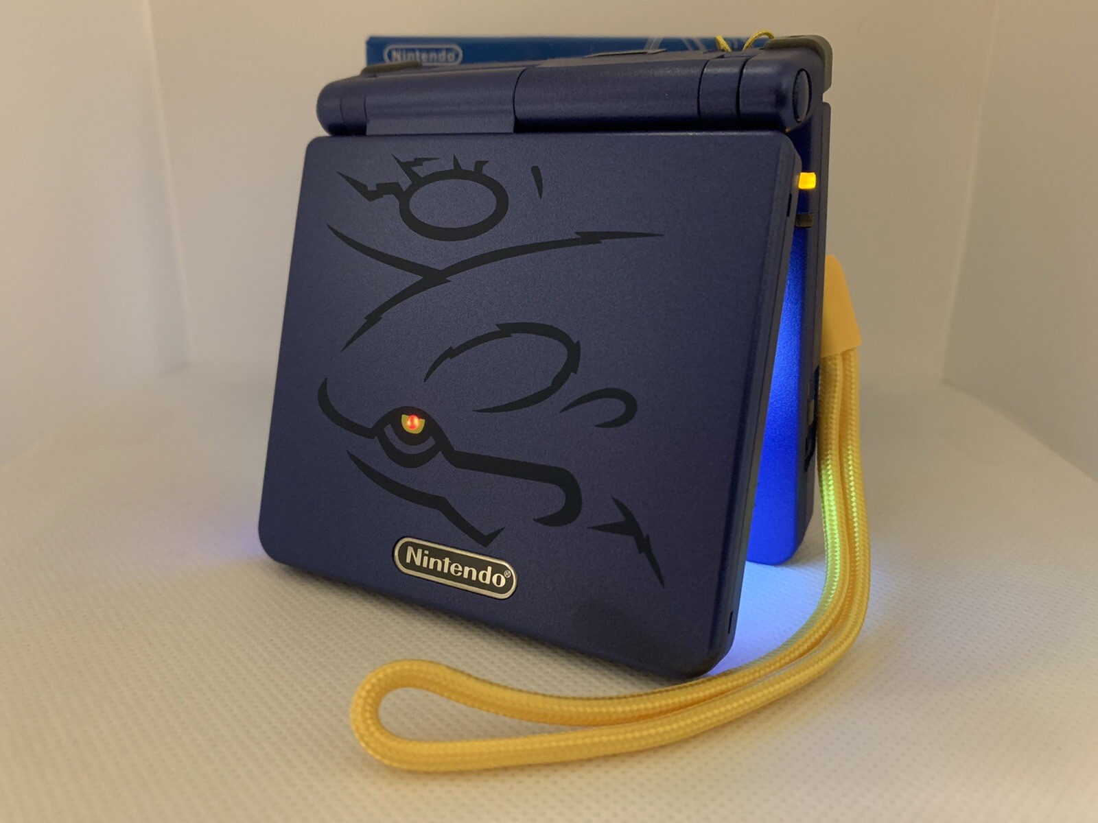 Kyogre GBA SP Gameboy Advance SP IPS V2 – Charger, Custom Power LED & EYE