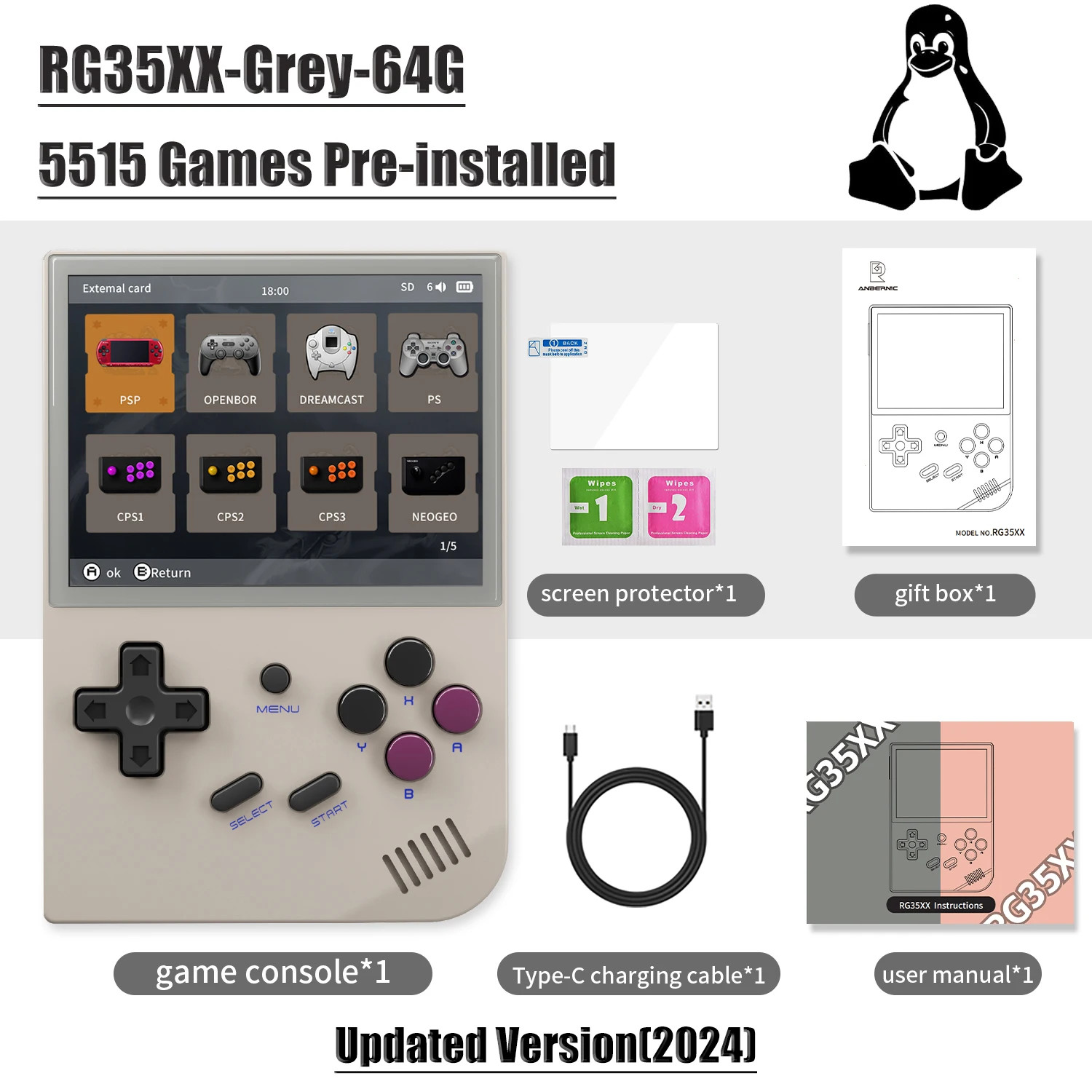 64 Bit RG 35XXPRO RG35XX plus Retro Handheld Game Player Built-In 64G TF 5K+ Cla