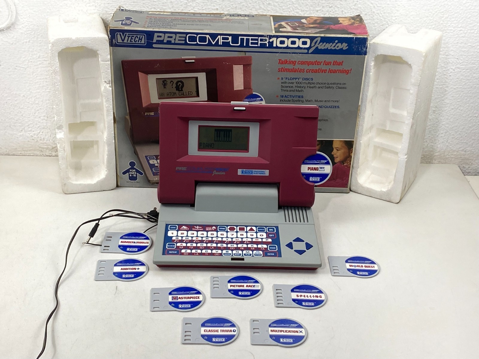 Vintage VTECH Pre Computer Junior 1000 Learning Educational Game 1990 NEW