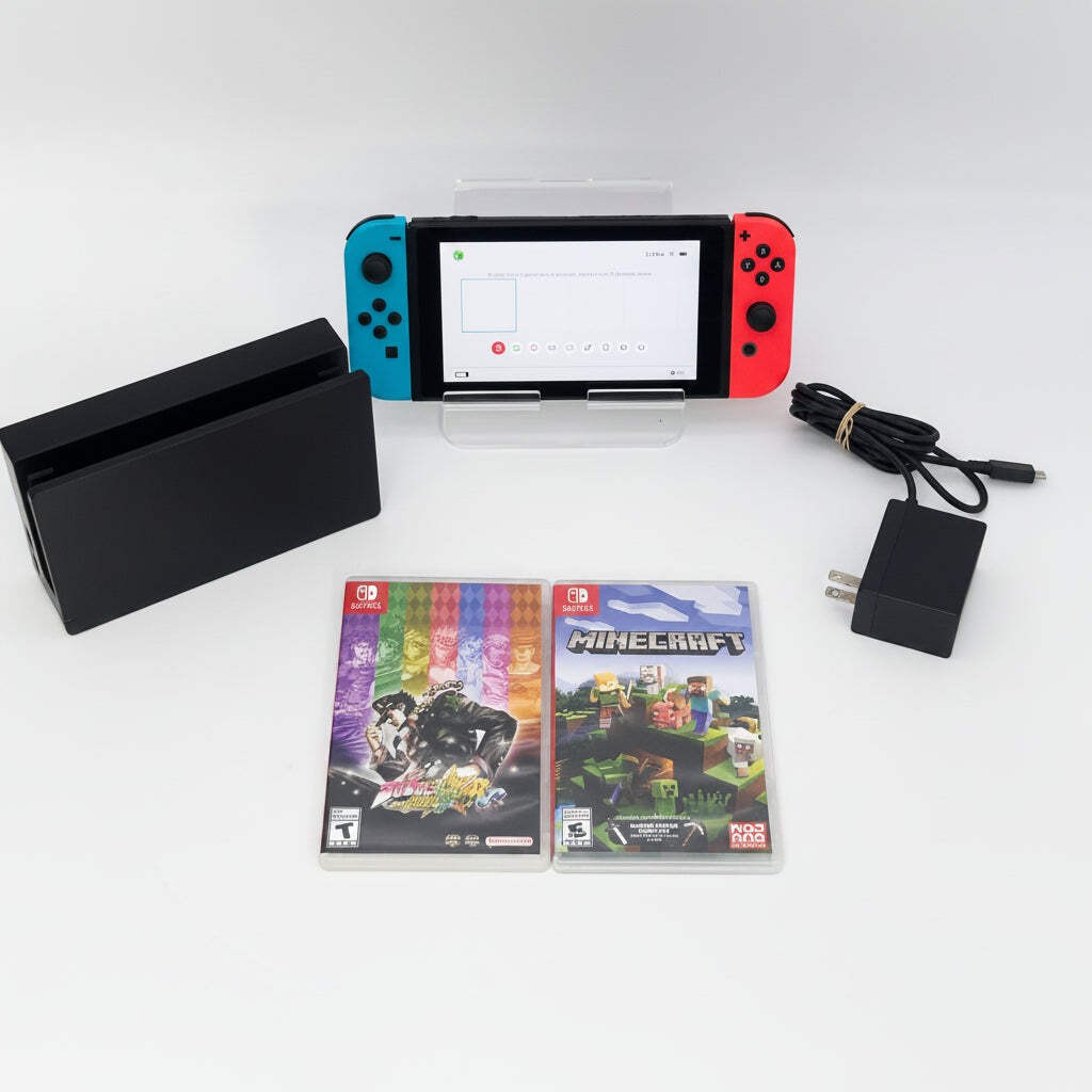 Nintendo Switch HAC-001-01 2019 Black 32GB Console with Joy-Cons, Power Cable, a
