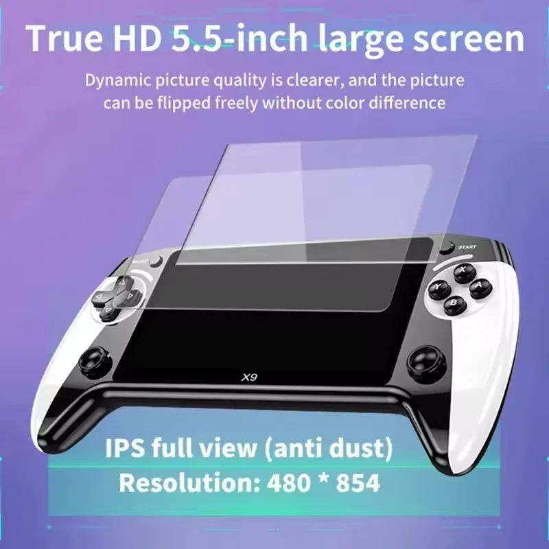X9 Handheld Game Console 5.5 Inch IPS Screen, Video Games 10000+ Games