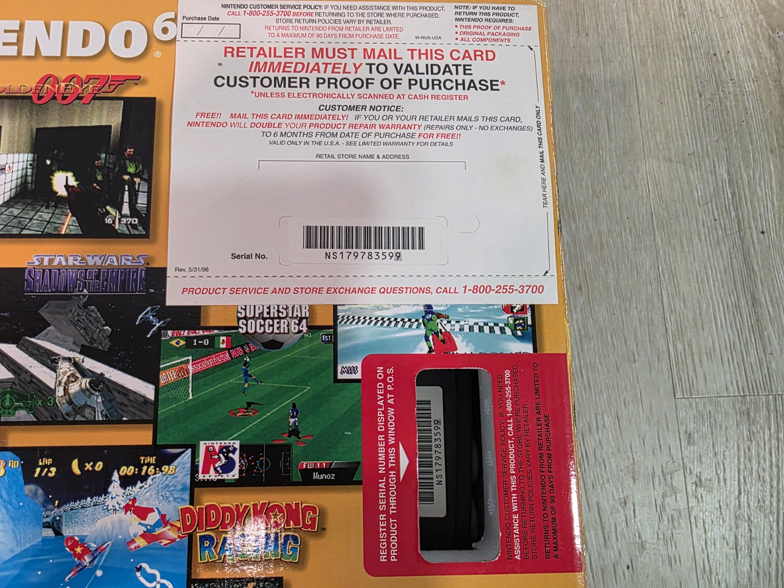 Nintendo 64 in box RARE matching serial numbers with proof of purchase!