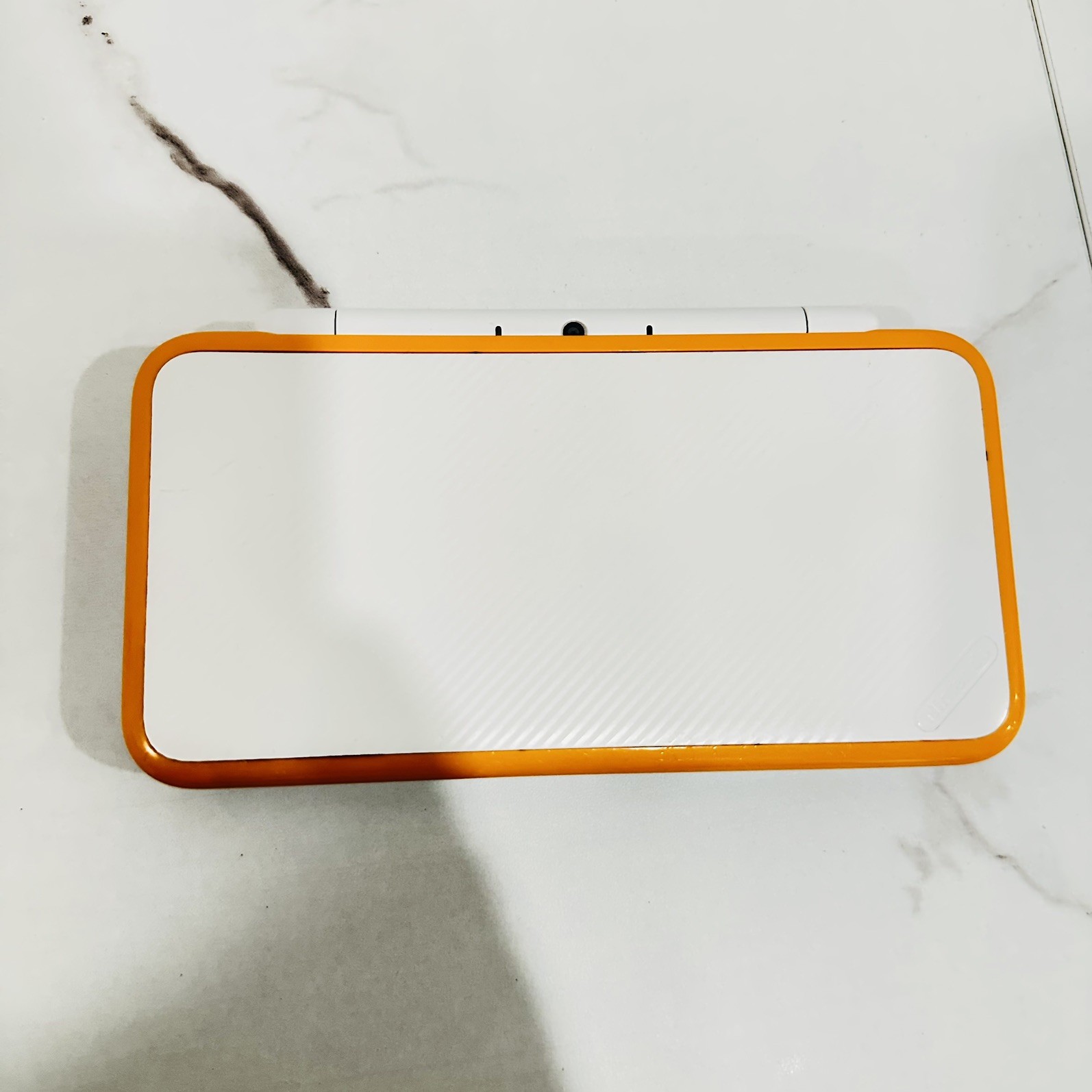 Nintendo New 2DS XL White Orange w/ 5 Games 32GB SD Charger Case Stylus Tested