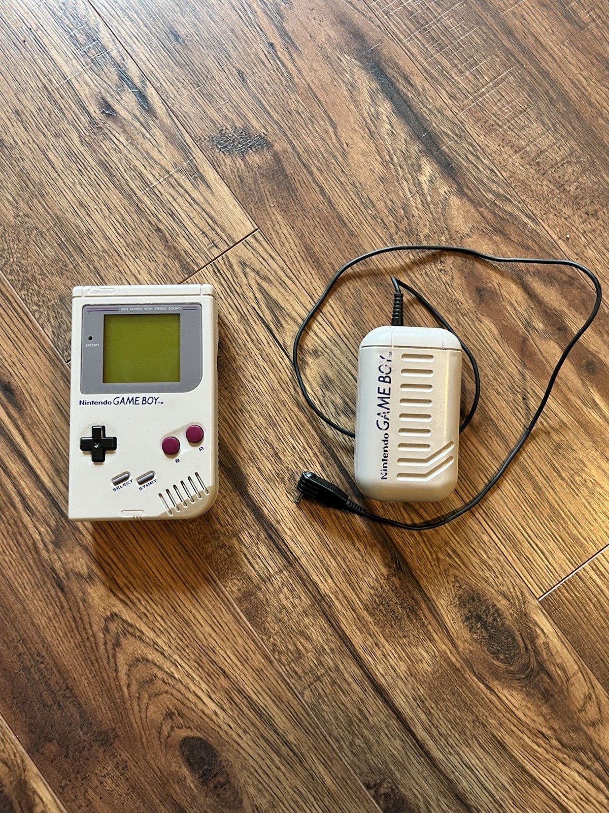 1989 GameBoy Original + OEM Ac Power Rechargeable Battery Pack Untested Bundle