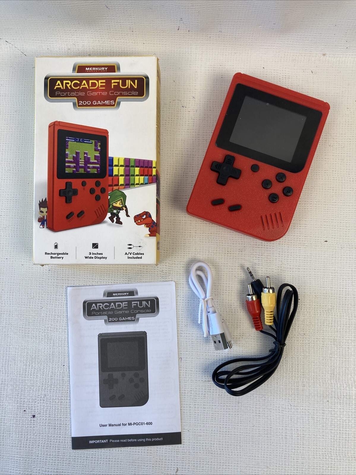 Arcade Portable Handheld Game Console Style 200 Games Merkury Innovations Red