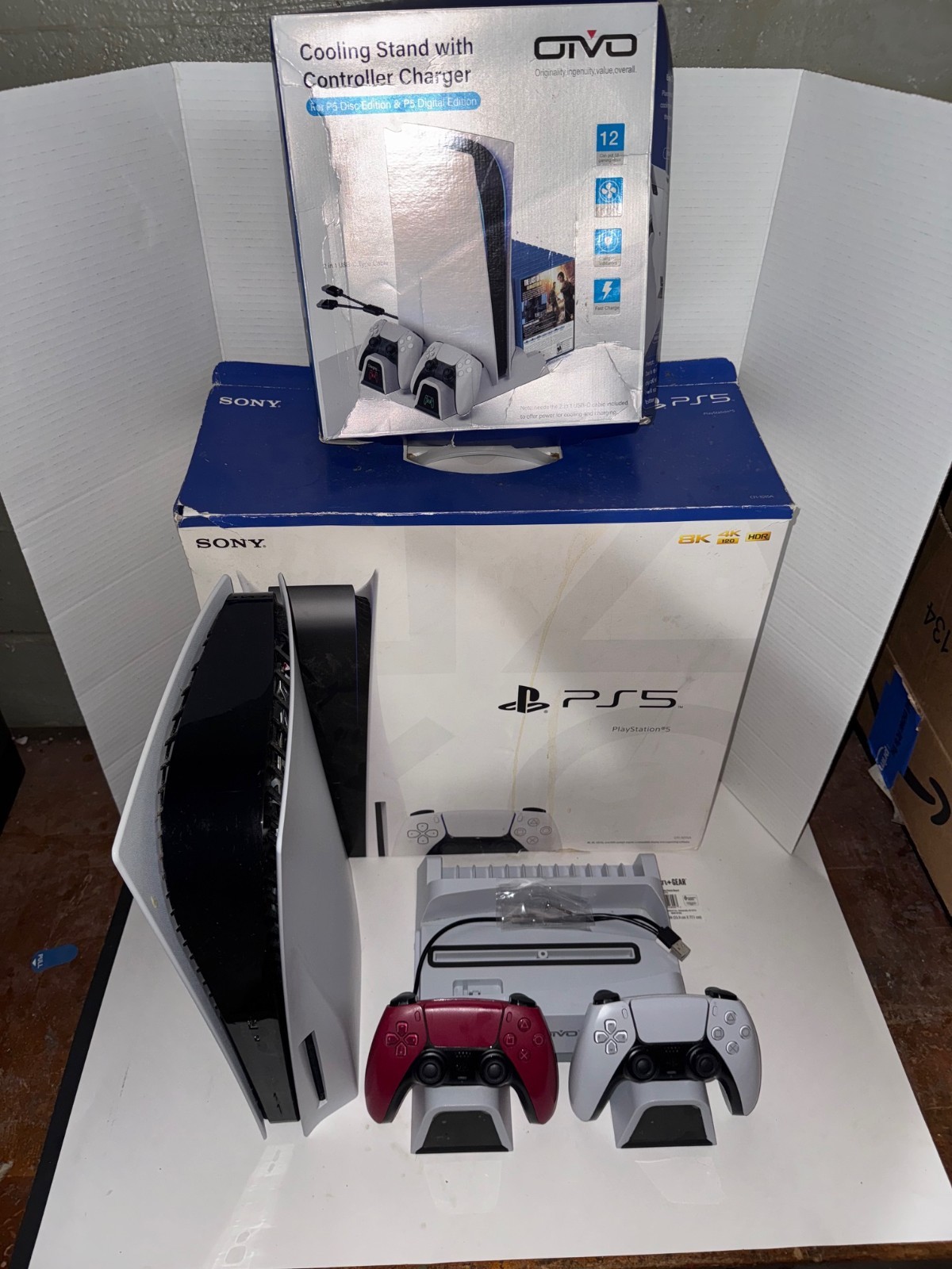 Sony PlayStation 5 Disc Edition 825GB Home Console White. With Cooling Stand.