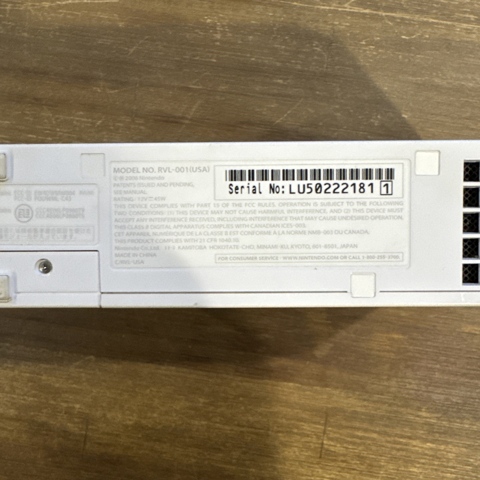 Nintendo Wii RVL-001 (USA) Video Game Console Only No Cables White. No Display