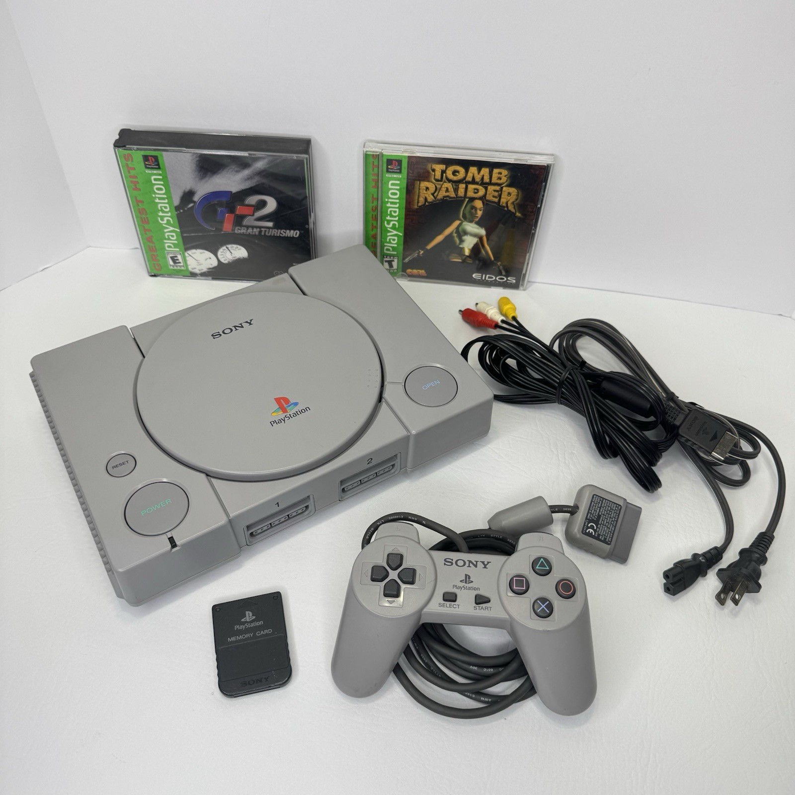 Sony PlayStation 1 PS1 Console System Bundle – Tested One Controller 2 Games MC