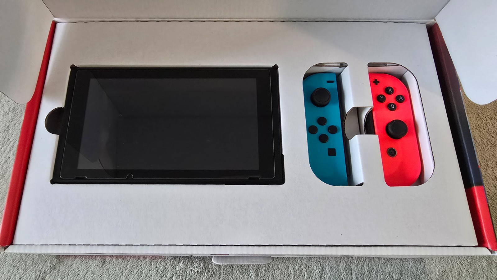 ~ Nintendo Switch Console Neon Blue + Red Joy-Cons 32GB ORIGINAL OWNER Complete
