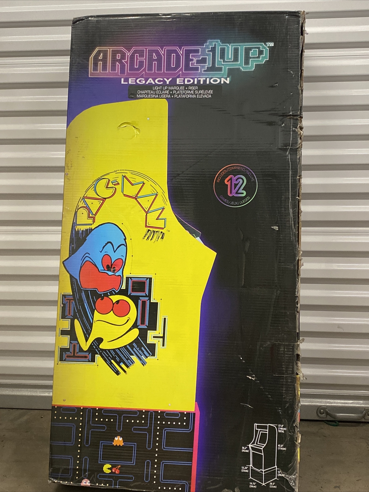 Arcade 1up Pacman Legacy Edition Retro Cab Pac Man Light-Up Marquee W/ 12 Games