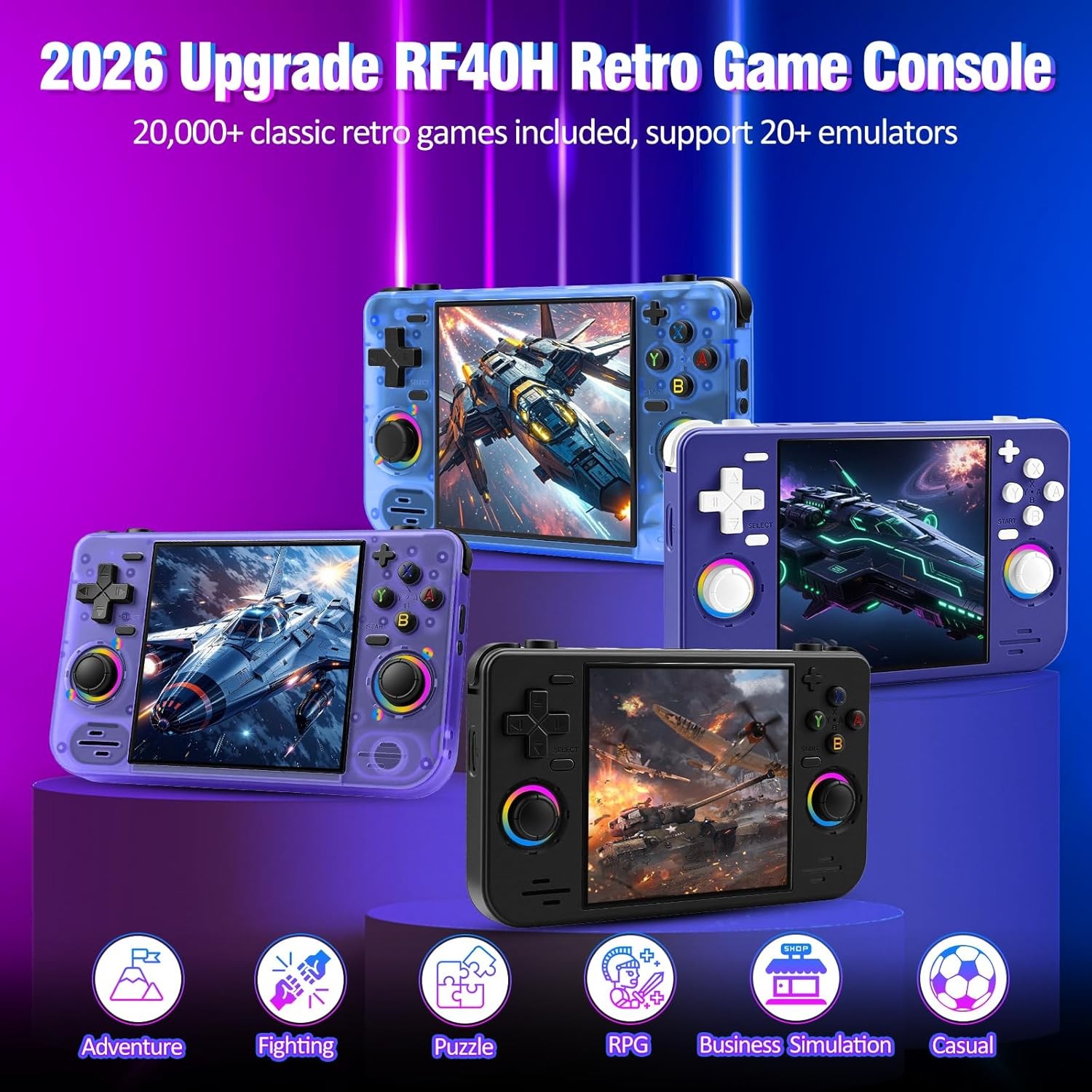 Retro Handheld Game Console 4in 20000 Games Black