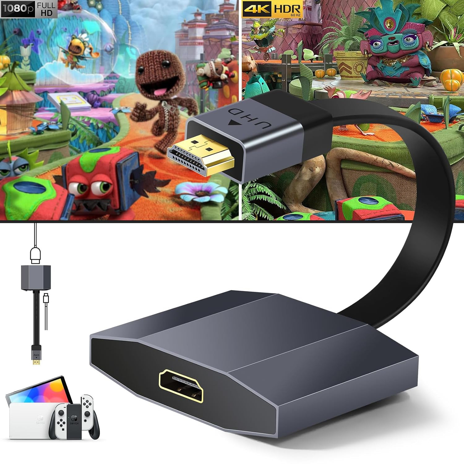 Game Console 4K Upscaler,Upgrade Your Graphics Card in Real Time with No Lag,Enh