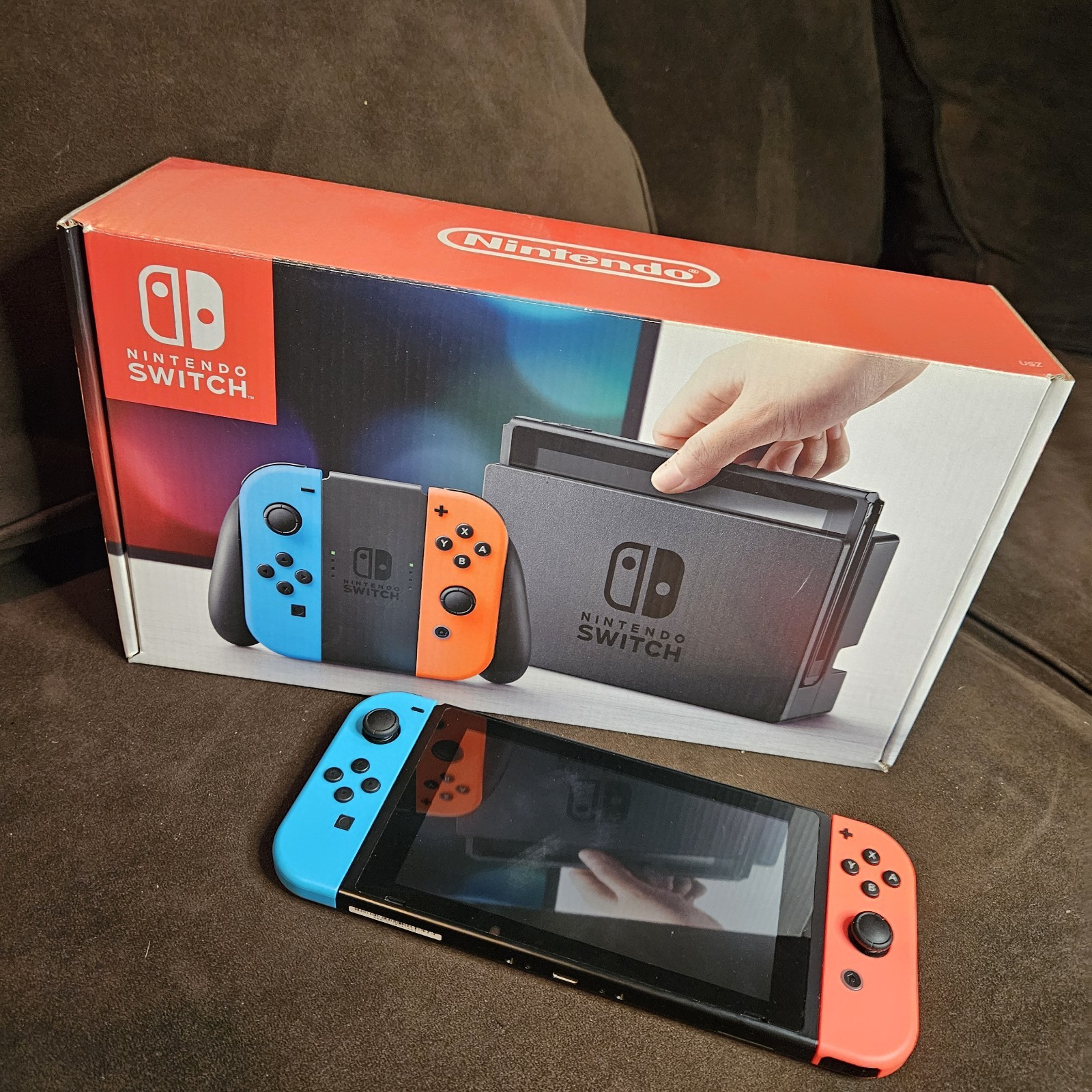 Nintendo Switch Console W Box and Accessories / and extra Mario Controller
