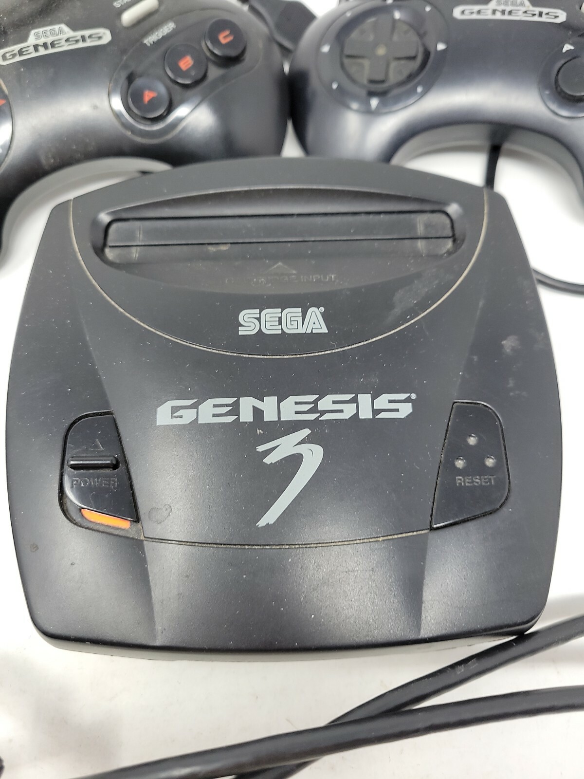 Sega Genesis 3 Lot: Black Console/ 2 Controllers/Frogger/Sonic 2 NOT Tested