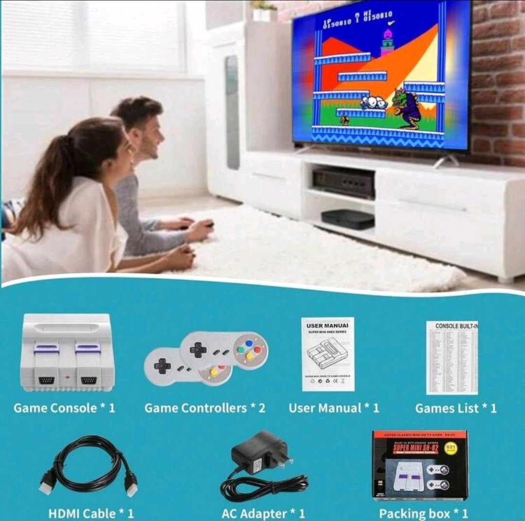 Super Mini SNES SN-02 retro NES hdmi TV game console w/ 821 classic games NEW