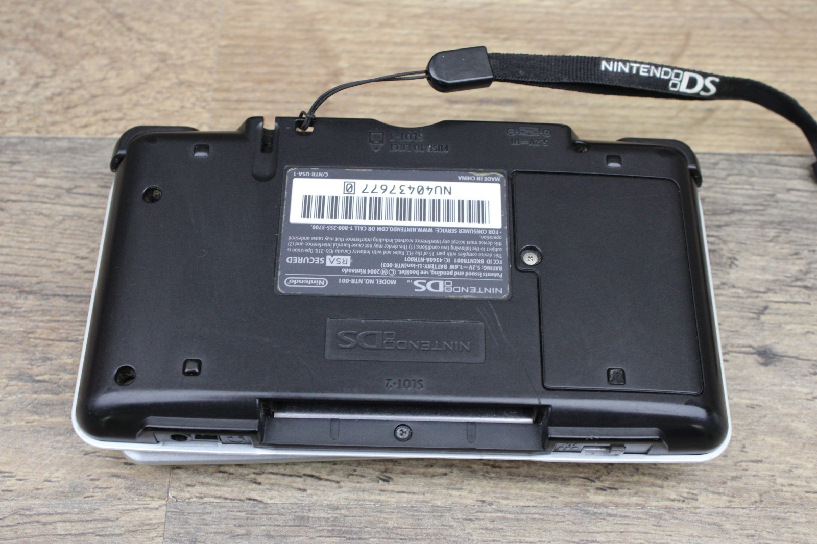 Nintendo DS NTR-001 Console Titanium Silver Tested Works Broken Hinge, Lines