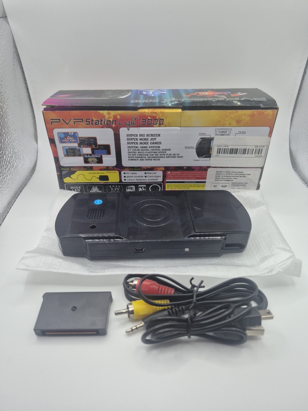 PVP STATION LIGHT 3000 Black 900000+Games W/Box Cartridge Manual & Cable -Tested