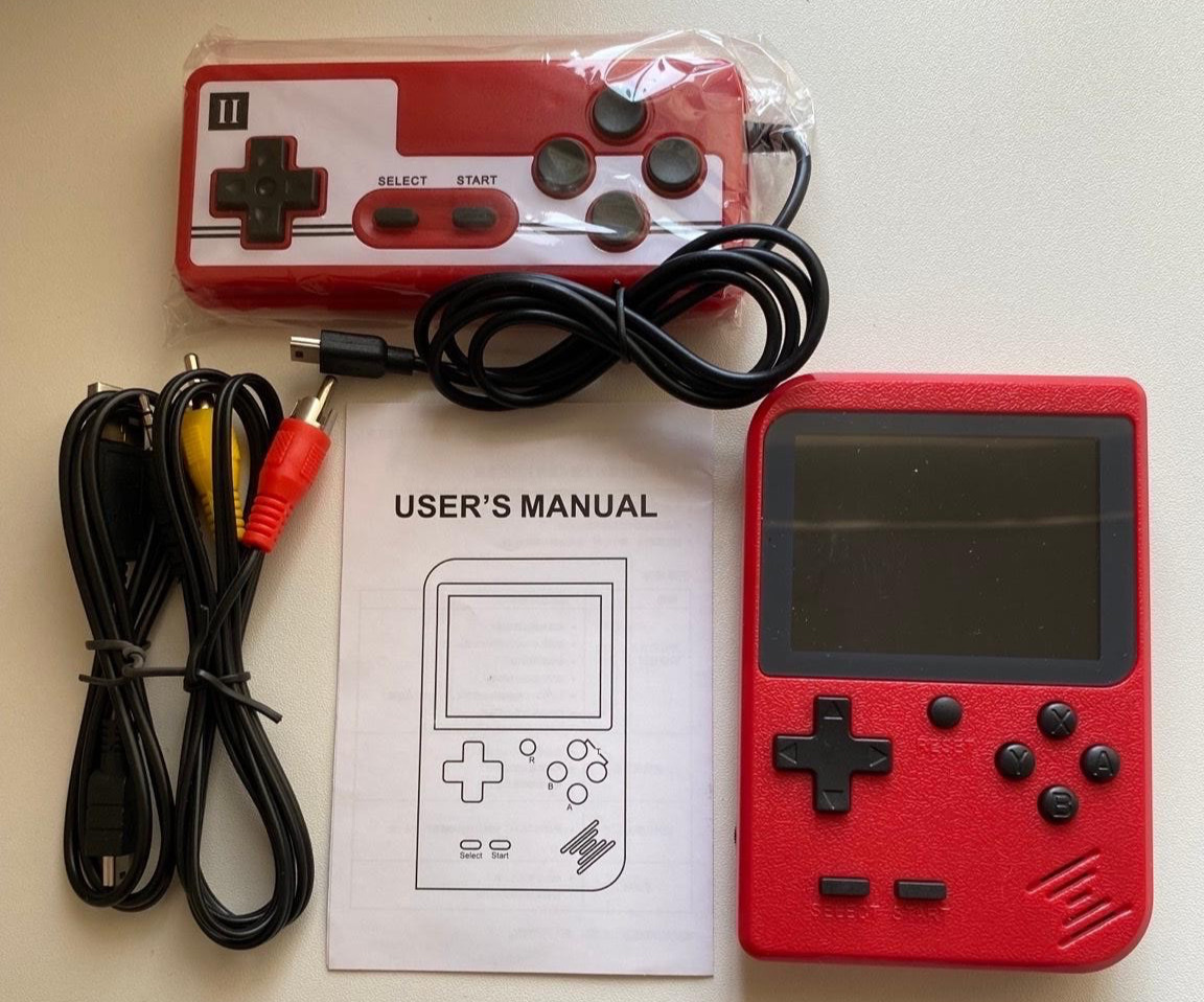 400-in-1 8-Bit Plus Console | TV Output + Gamepad | 3.0″ TFT Red | Free Ship