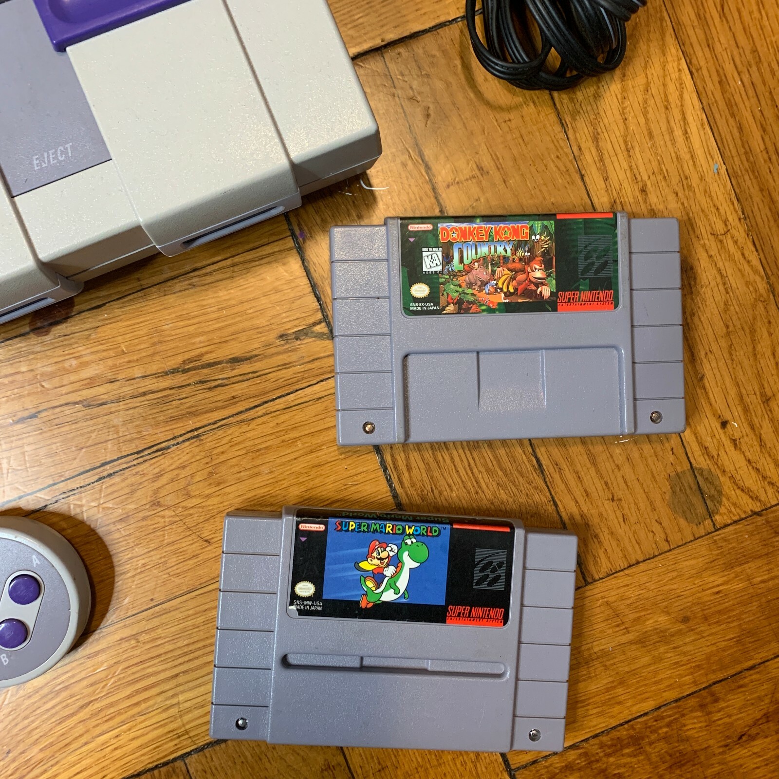 Super Nintendo SNES Original Console OEM System Set w/ Mario World & Donkey Kong