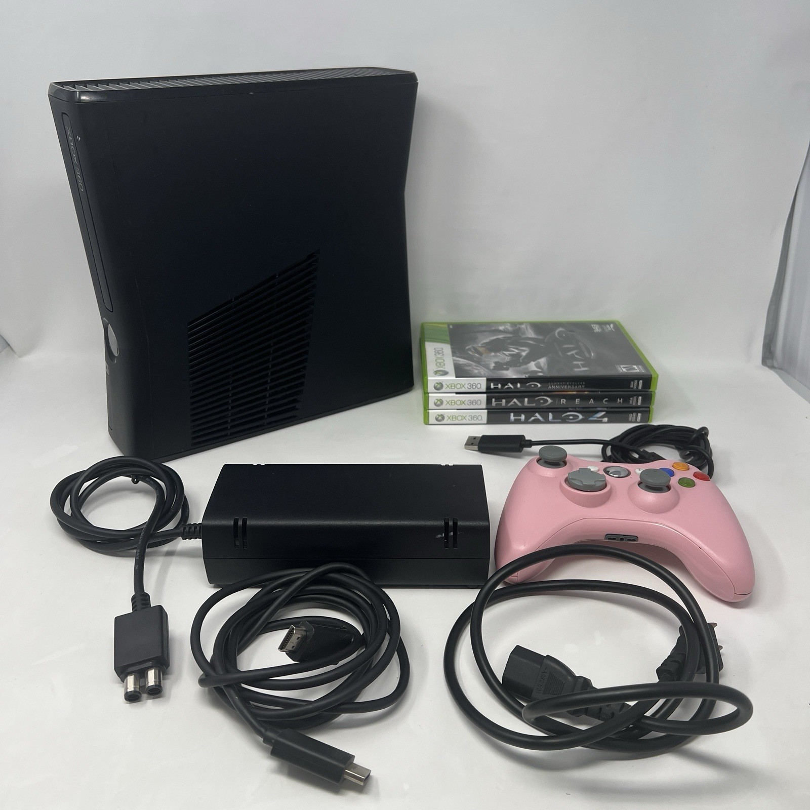 Microsoft Xbox 360 S Slim 320GB Console Tested With Cords Halo 4 Reach Combat