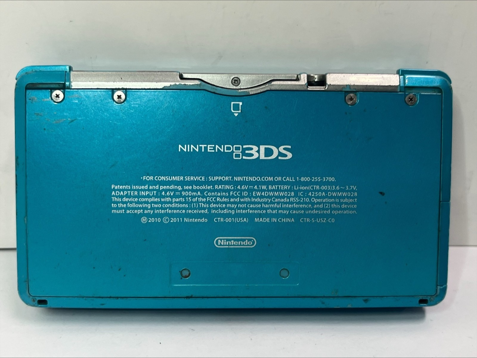 FOR PARTS! Nintendo 3DS – Aqua Blue – Charging Port Broken – UNTESTED! (B387)