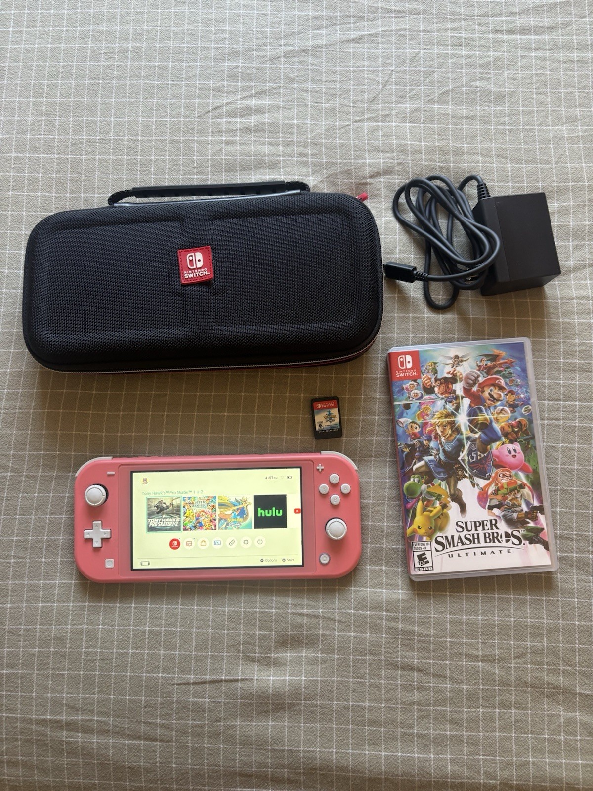 Nintendo Switch Lite Coral 32gb Bundle With Case 2 Games