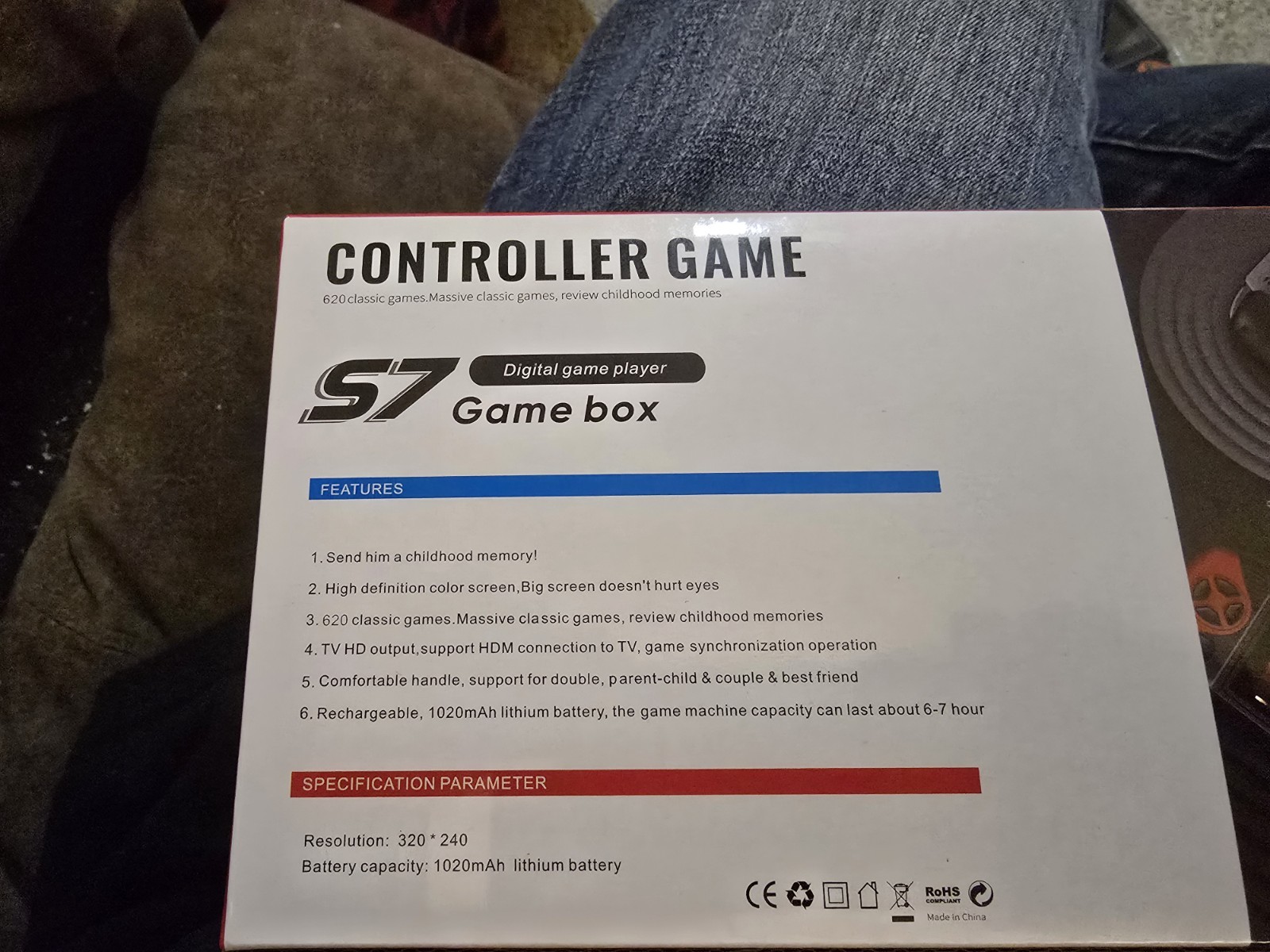 Game box S7 Handheld Console HD Color Screen TV HD Output Rechargeable 320×240