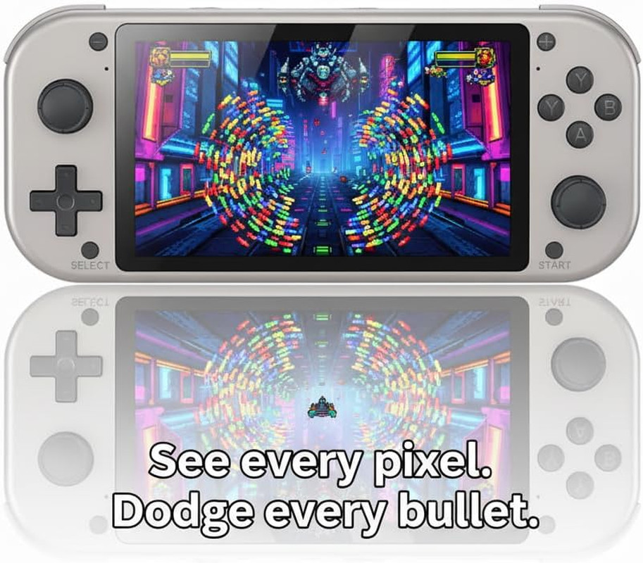 Retro Handheld Portable Video Game Console – 4.3″ IPS Screen, Emuelec System, 64