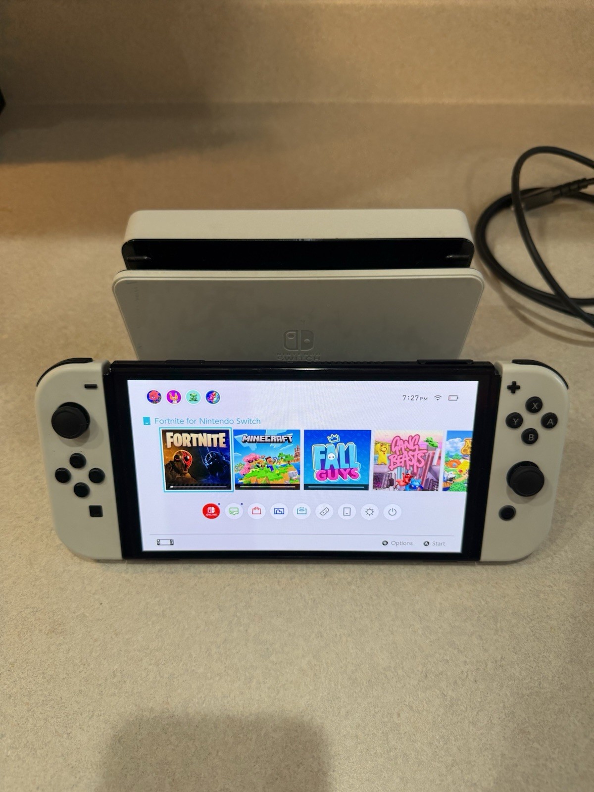 Nintendo Switch OLED Model White Joy-Con Console 64GB w/ Dock, Cables