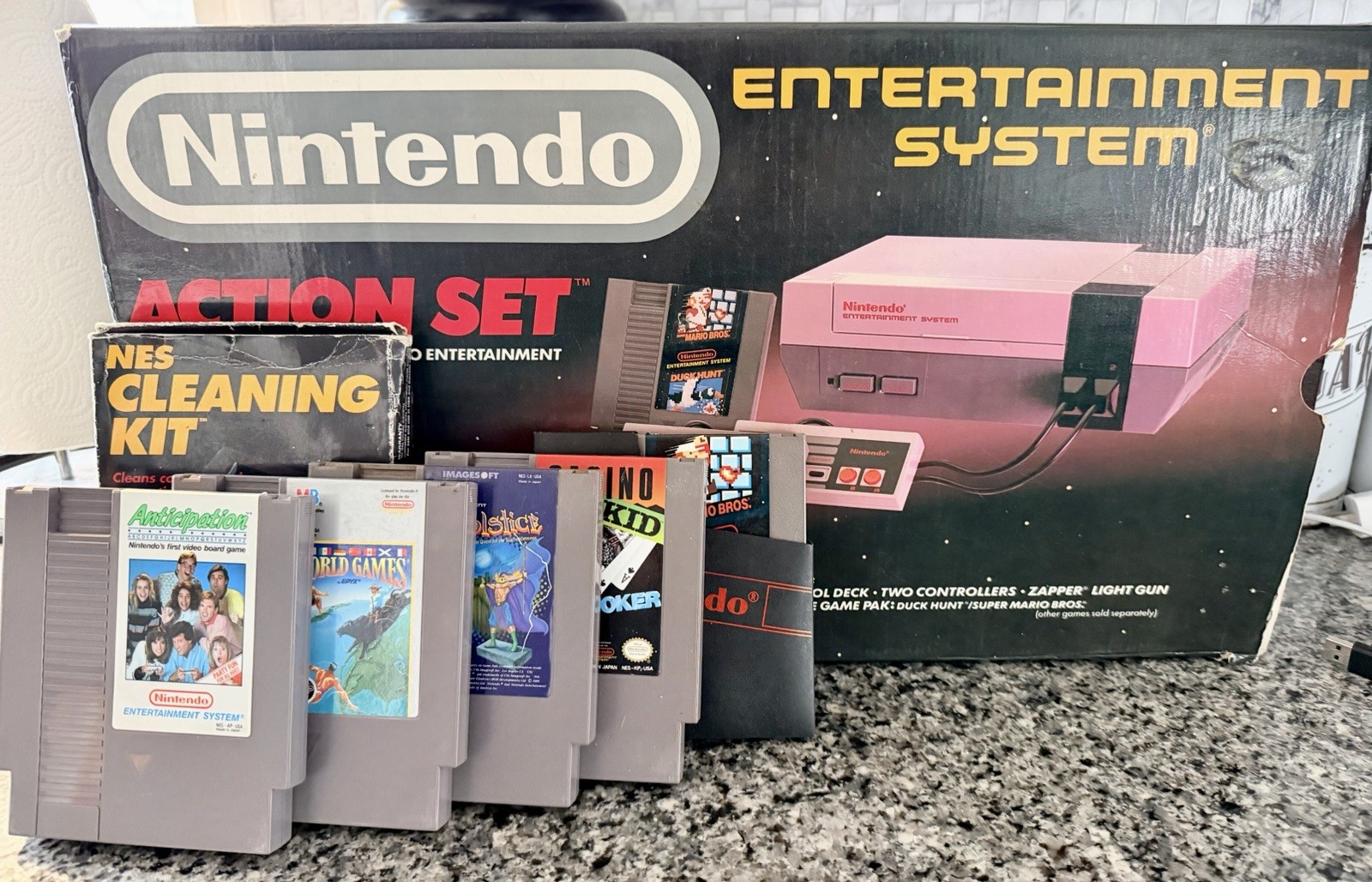 Nintendo NES Action Set Home Console (Tested) (CIB) With Games And Hook Ups