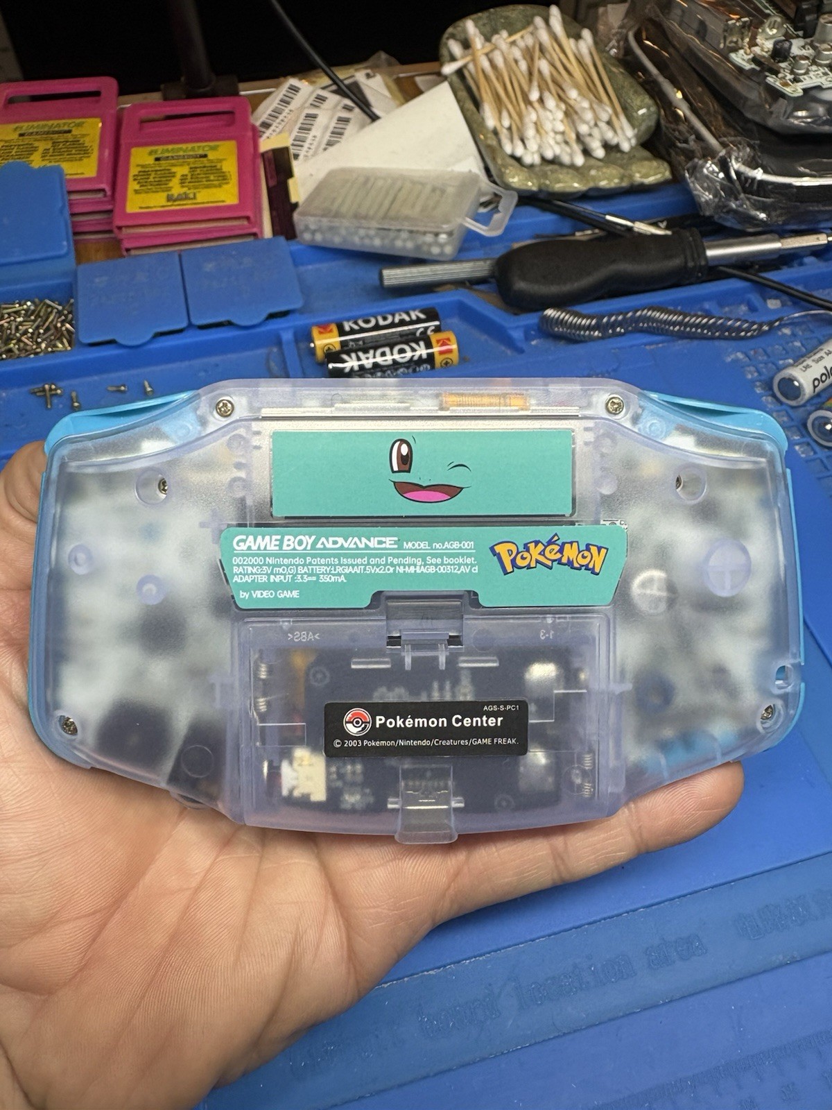 Backlit IPS Nintendo Gameboy Advance Pokémon GBA Cartridge Squirtle V5 1800 MAH