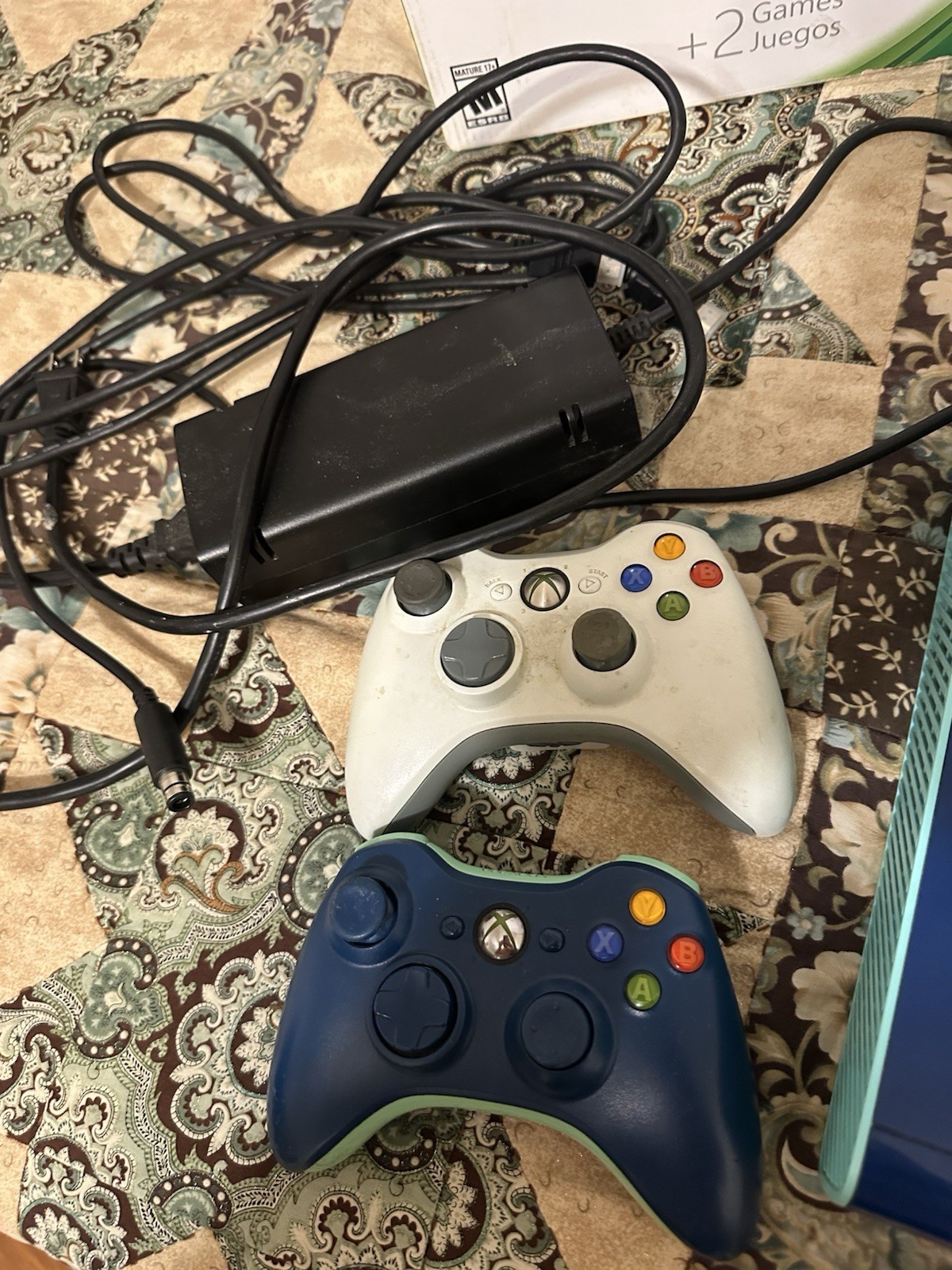 Xbox 360 E Special Edition 500GB Blue Console Near Cib Lot Read Description