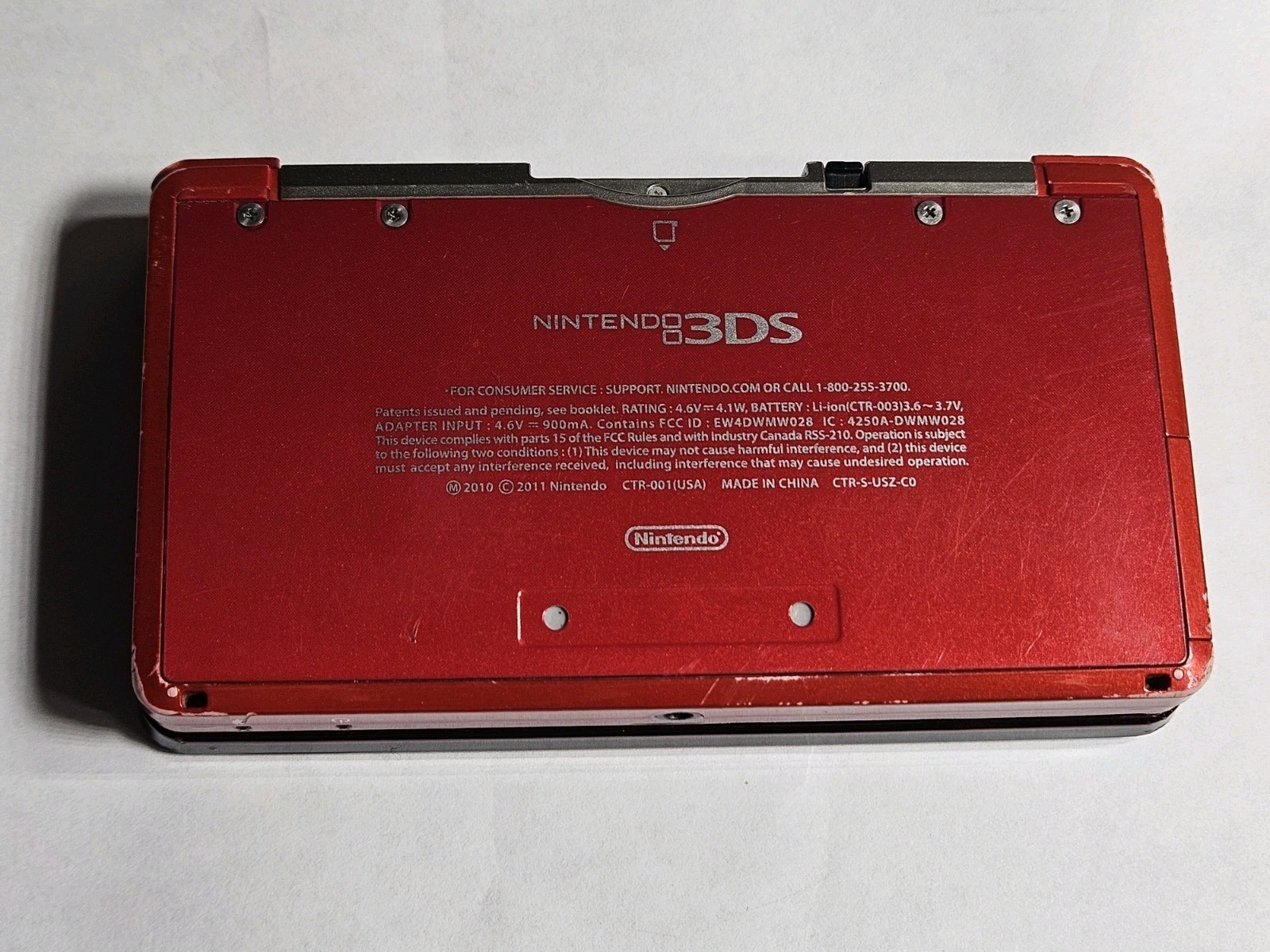 Nintendo 3DS Flame Red Console CTR-001 Headphone Jack 3D W Stylus Charger Tested