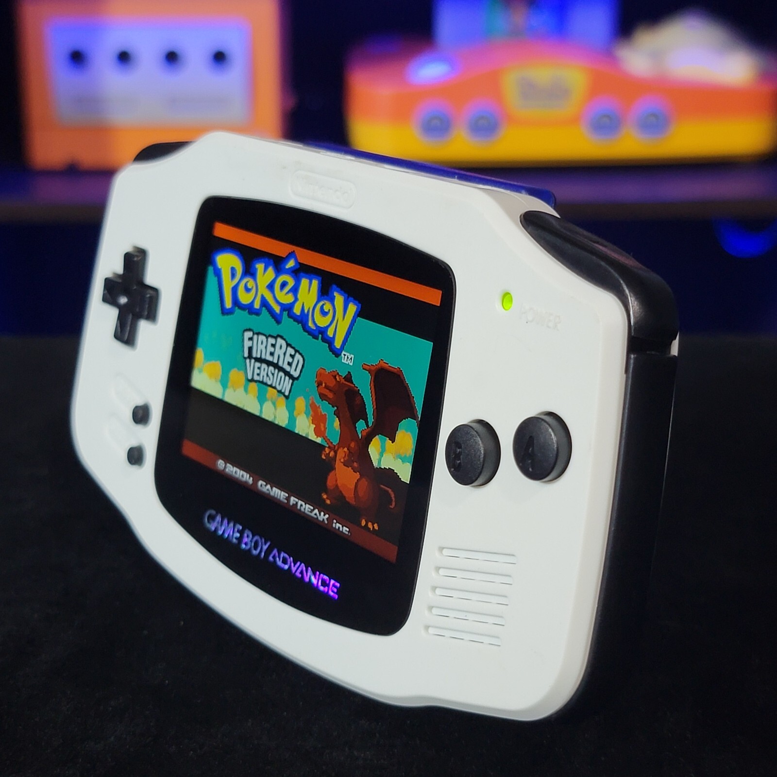 White Game Boy Advance GBA iPS LCD USB-C 1800 mAh Rechargeable Battery