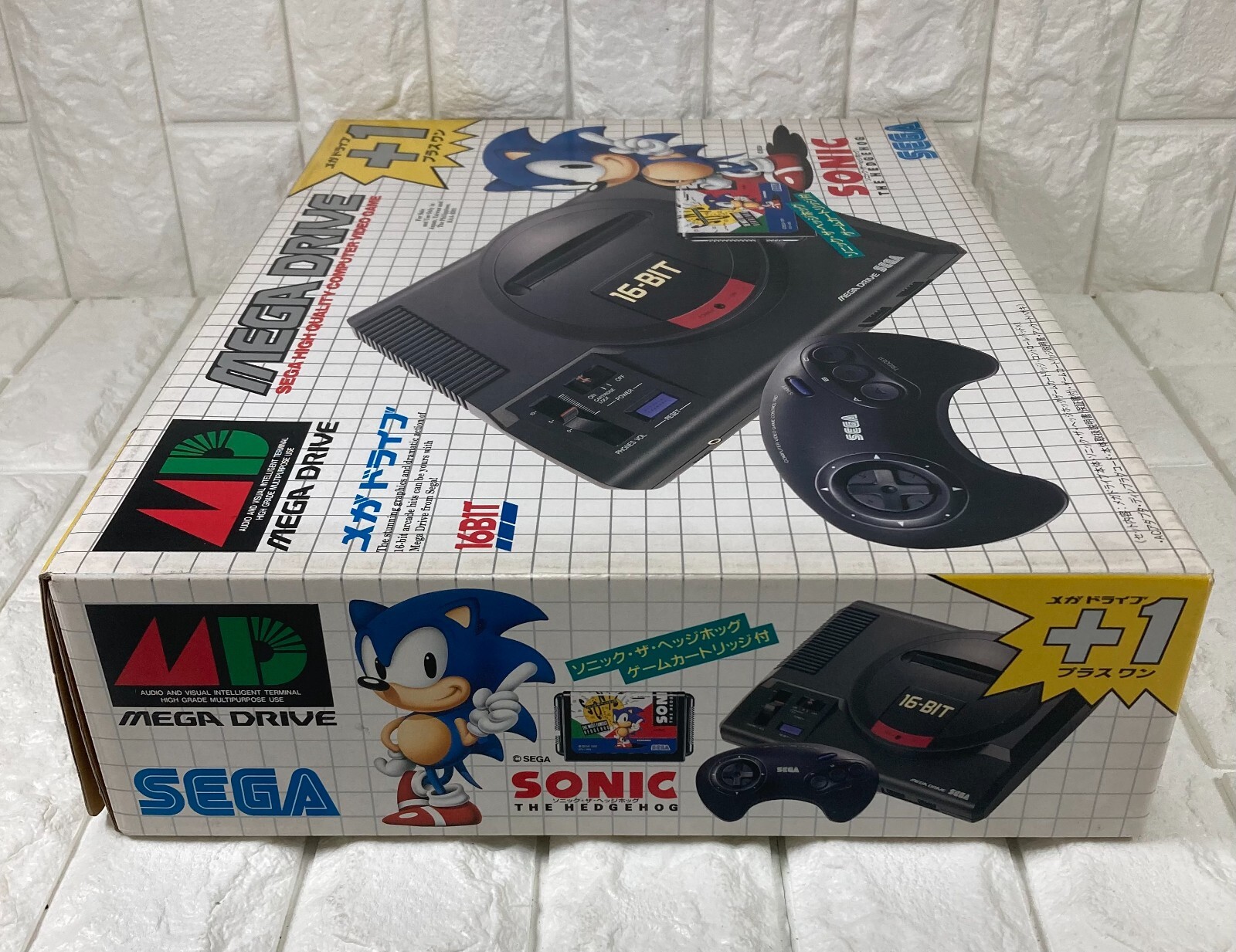 MEGA DRIVE PLUS 1 SONIC Console Boxed Tested System +1 games SEGA Japan#02