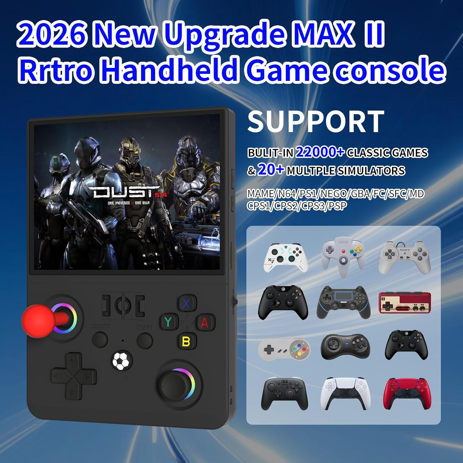Newest R36MAX Ⅱ 4.5 Inch Retro Handheld Game Console,1024X768 IPS HD Screen,128G