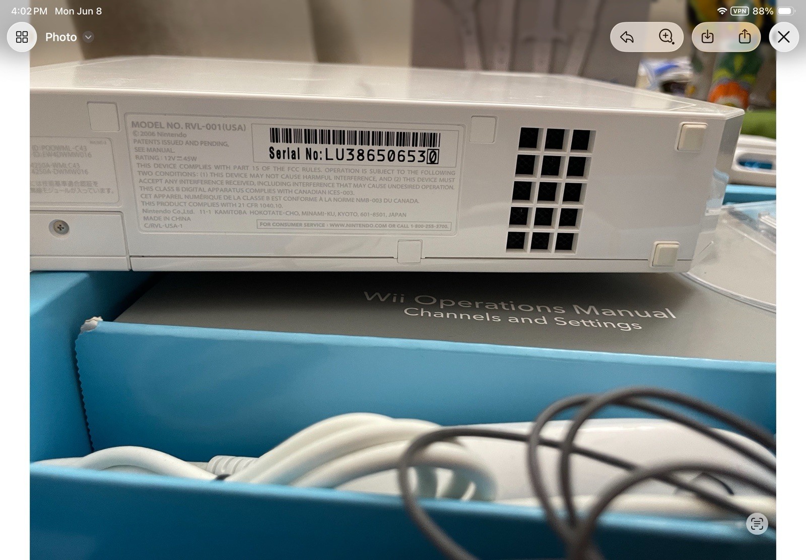 Nintendo Wii White Console RVL-001 USA