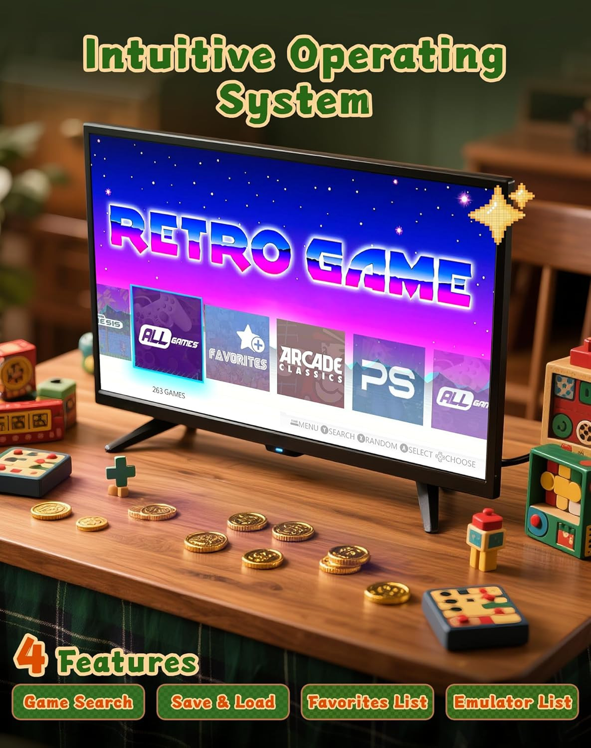 2026 New Upgrade Retro Gaming Console Pro, Video Games Consoles with 4K HDMI, Bu