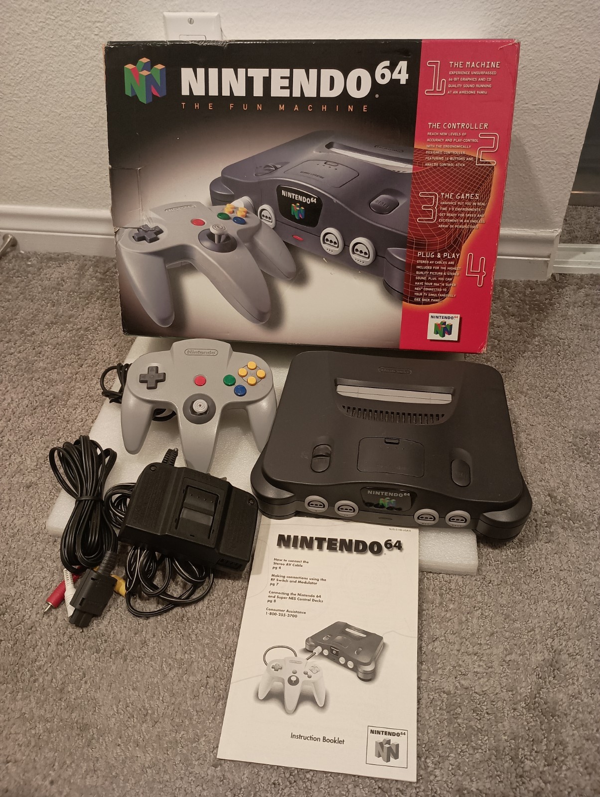 Nintendo 64 Console N64 CIB in box – Tested Working – Loose stick on Controller