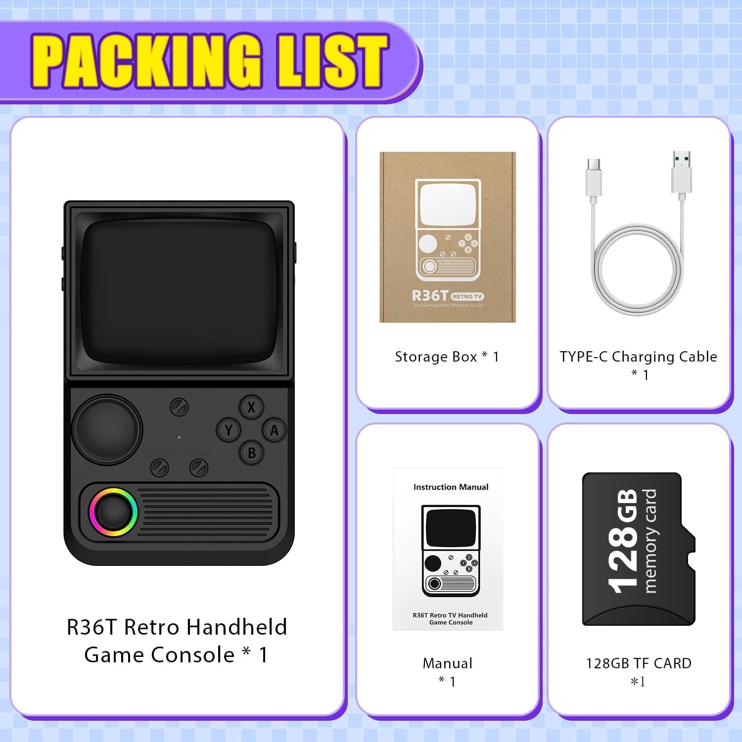 Portable R36T Retro Gaming Console – 3.5» Screen, 3500mAh Battery Life