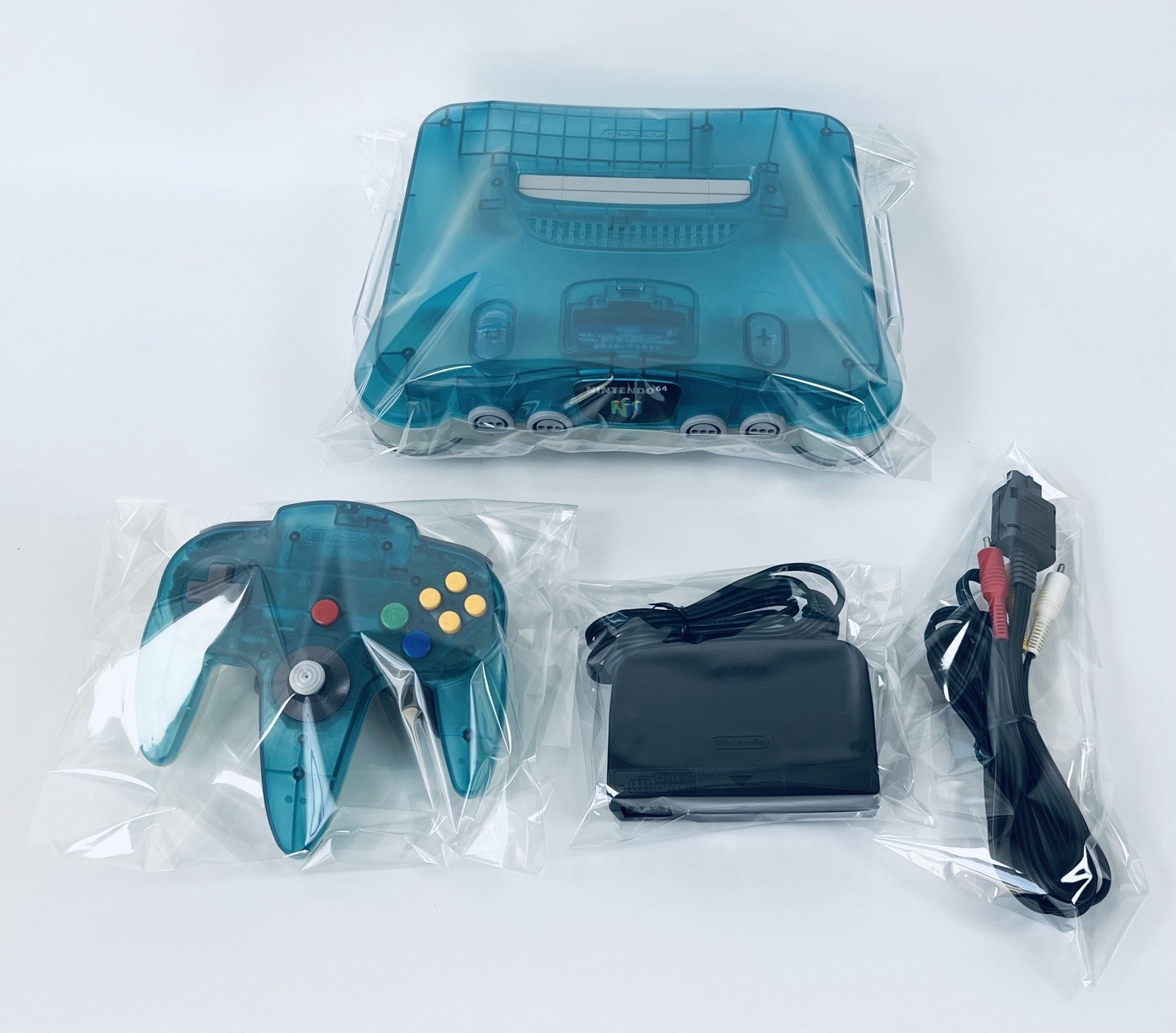 Nintendo 64 Clear Blue Console N64 Chose Controller Cables REGION FREE