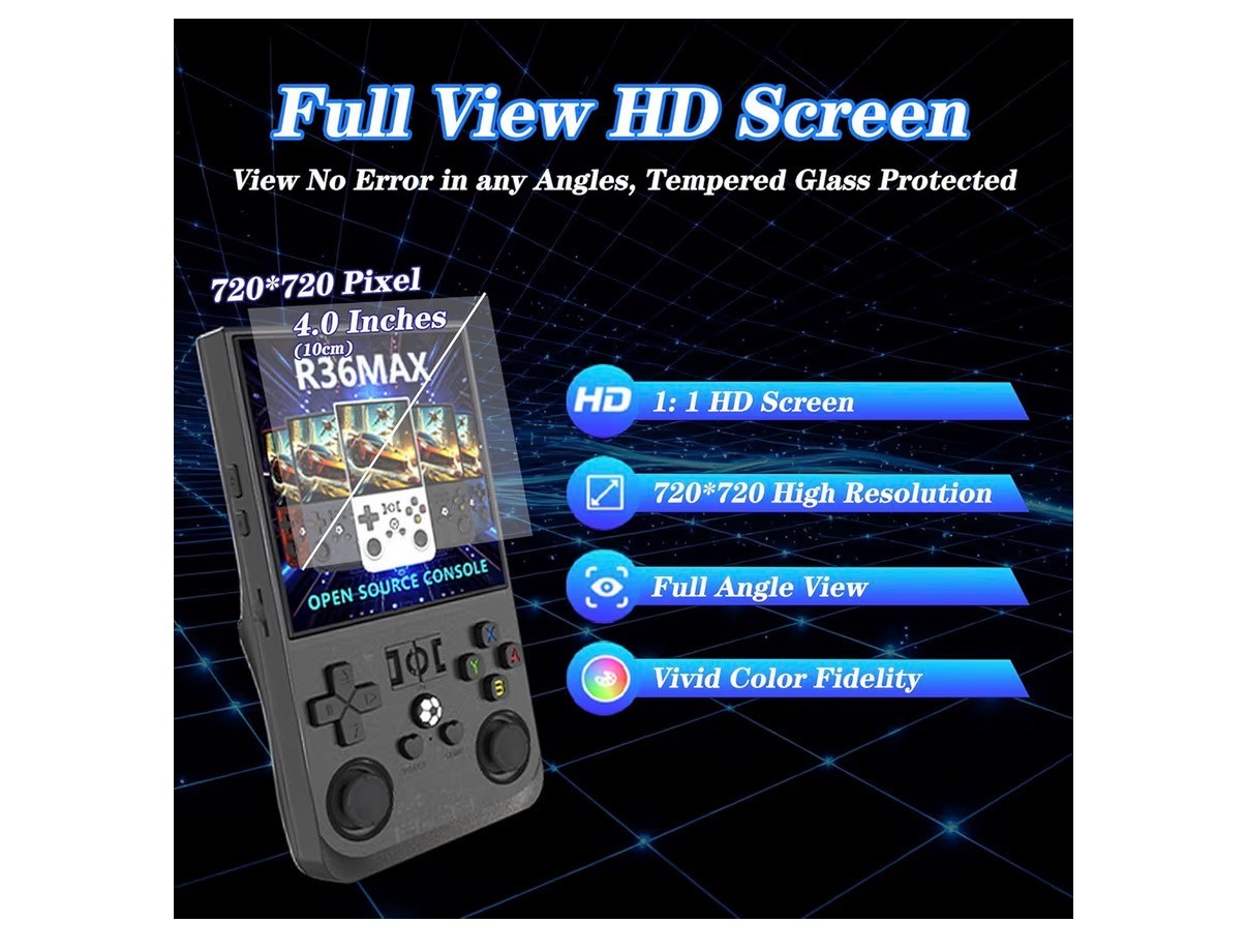 R36MAX 4000mAh Portable Rechargeable Handheld Retro Game Console,Comfort 15