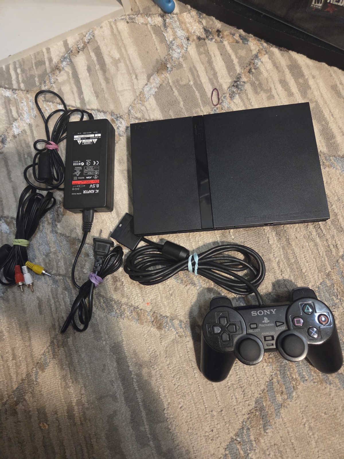 Sony PlayStation 2 Slim SCPH-79001 Black NTSC-U/C Console Bundle w/ Controller