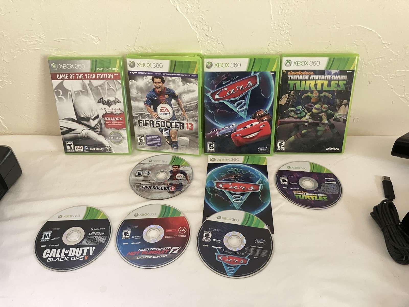 Microsoft Xbox 360 S #1439 250GB Console Bundle 6 Games, Kinect & OEM Controller