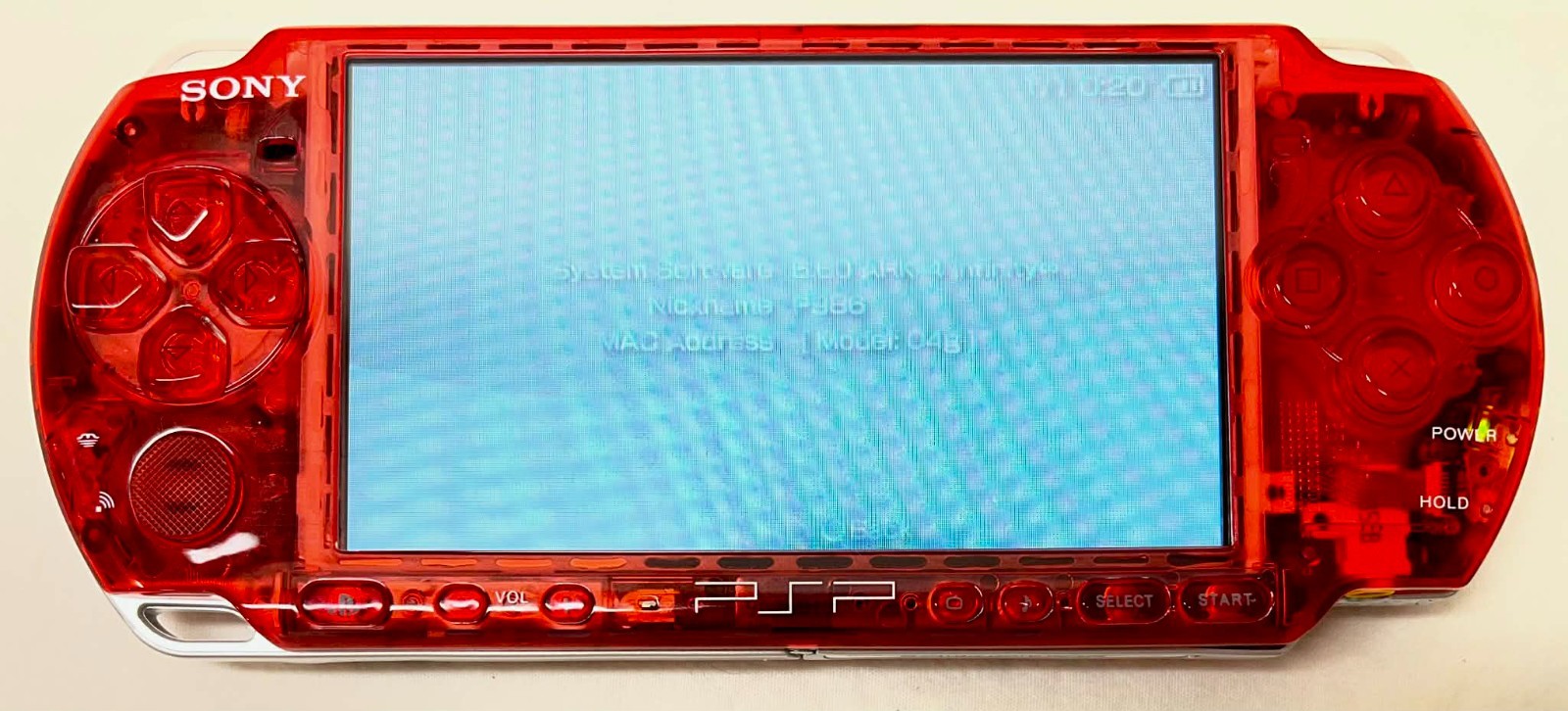 PSP3000 Clear Red / IPS Screen / Battery / Sony Charger / Region Free / 32GB